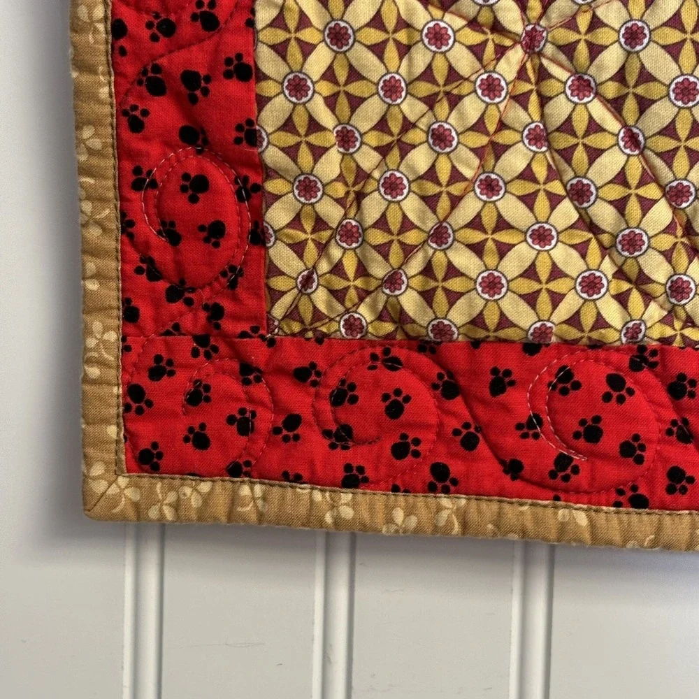 Handcrafted Whimsical Quilt Wall Hanging Lap Blanket Cat Lady Lovers Cute Kitty